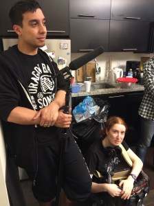 The sound crew waiting to get started on the next take